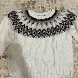 Old Navy White and Black Patterned Sweater